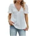thumbnail image 1 of Mittory Womens Summer TopsTrendy Short Sleeve Shirts Spring Clothes V Neck Tshirts Fashion Blouses Casual Tunics, 1 of 7