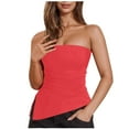 thumbnail image 1 of Mittory Womens Summer Tube Tops Trendy Strapless Ruched Going Out Tops Outfits Asymmetrical Bandeau Shirts, 1 of 8