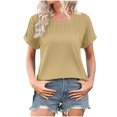 thumbnail image 1 of Mittory Womens T Shirts Casual Summer Tops Pleated Crewneck Short Sleeve Blouses Trendy Beach Vacation Clothes, 1 of 8