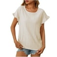 thumbnail image 1 of Mittory Womens T Shirts Ruffle Short Sleeve Tops Summer Eyelet Dressy Casual Comfy Outfits Clothes, 1 of 7