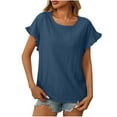 thumbnail image 1 of Mittory Womens T Shirts Ruffle Short Sleeve Tops Summer Eyelet Dressy Casual Comfy Outfits Clothes, 1 of 7