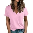 thumbnail image 1 of Mittory Womens T Shirts Short Sleeve V-Neck Shirts with Pocket Cute Fit Summer Casual Tee Tops, 1 of 3