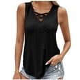 thumbnail image 1 of Mittory Womens Tank Tops Dressy Casual Sleeveless Blouses Eyelet Embroidery Shirts V Neck Summer Vacation Loose Fit Top, 1 of 7