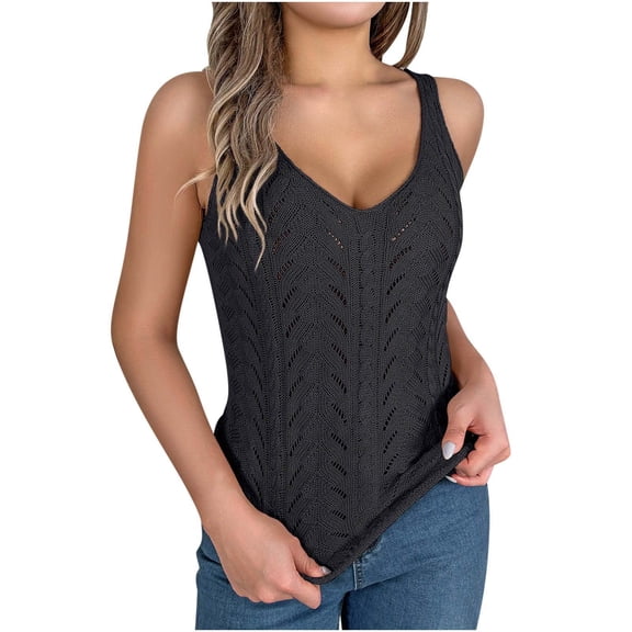 Mittory Womens Tank Tops Hollow Summer Casual Loose Flowy Shirt Tanks Vest Vacation Sleeveless Shirts