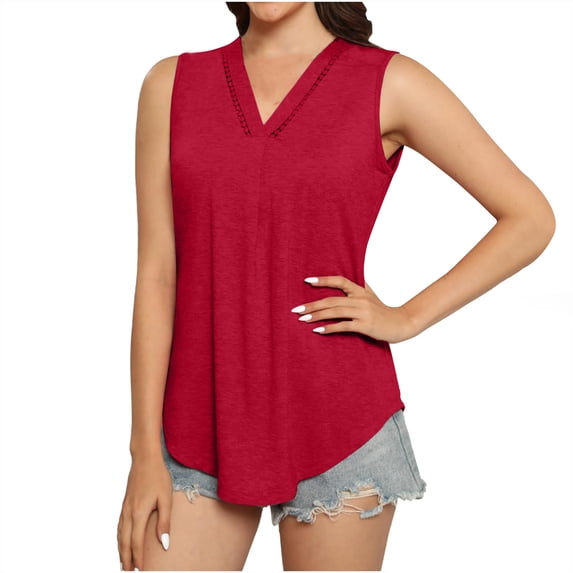 Mittory Womens Tank Tops Loose Fit Casual V Neck Shirts Flowy Sleeveless Summer Tops