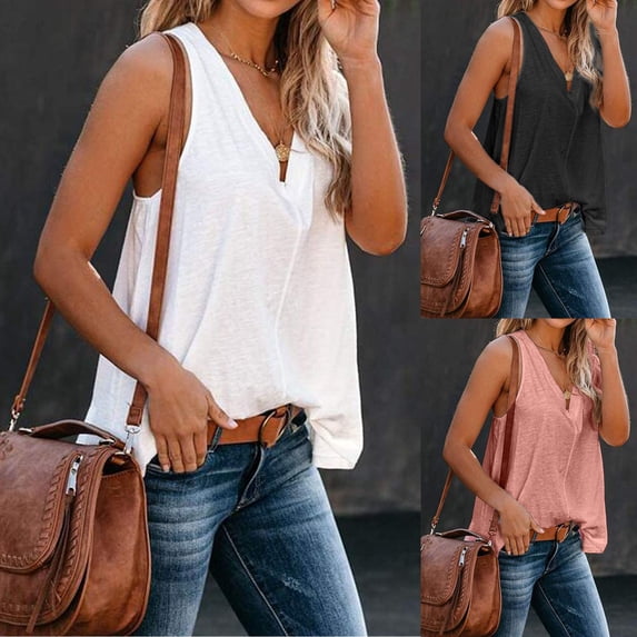 Mittory Womens Tank Tops Summer Sleeveless Deep V Neck Camis Shirts Casual Basic Racerback Plain Tunic Tees