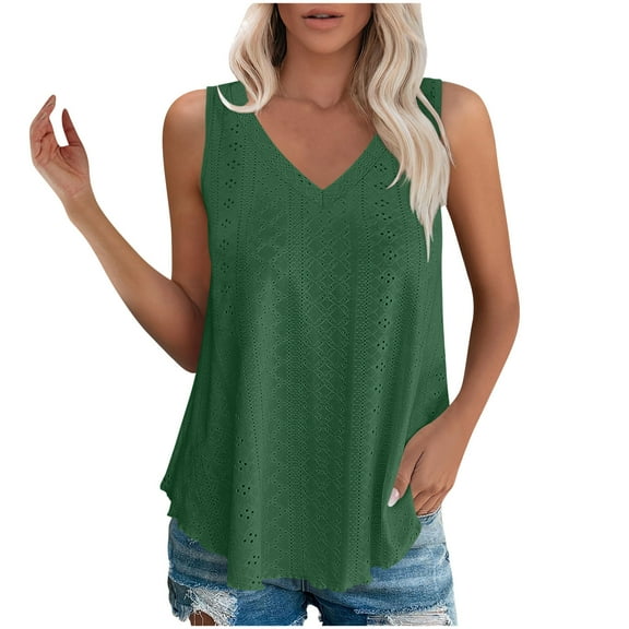 Mittory Womens Tank Tops V Neck Sleeveless Flowy Loose Fit Basic Casual Summer Tops Going Out Tee Shirts