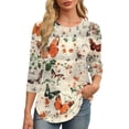 thumbnail image 1 of Mittory Womens Tops 3/4 Sleeve Shirts Round Neck Loose Casual Blouses Floral Print Tshirts, 1 of 6