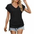 thumbnail image 1 of Mittory Womens Tops Cap Sleeve V Neck T Shirts for Women Casual Loose Basic Tee Summer Shirts Trendy Clothes, 1 of 8