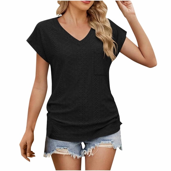 Mittory Womens Tops Cap Sleeve V Neck T Shirts for Women Casual Loose Basic Tee Summer Shirts Trendy Clothes