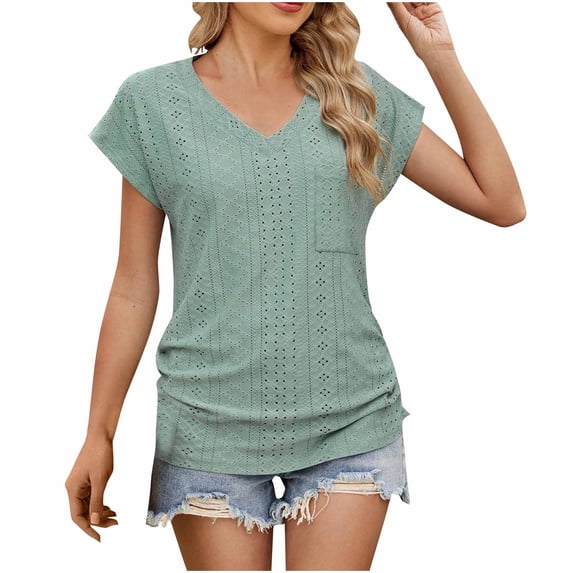 Mittory Womens Tops Cap Sleeve V Neck T Shirts for Women Casual Loose Basic Tee Summer Shirts Trendy Clothes