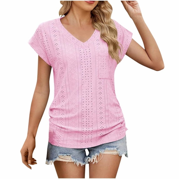 Mittory Womens Tops Cap Sleeve V Neck T Shirts for Women Casual Loose Basic Tee Summer Shirts Trendy Clothes