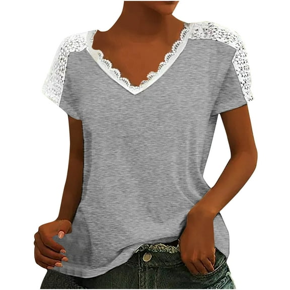 Mittory Womens Tops Dressy Casual Short Sleeve V Neck T Shirts Loose Fit Tunic Blouses Tees Summer Outfits Clothes