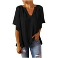 thumbnail image 1 of Mittory Womens Tops Dressy Casual Spring Summer V Neck Short Sleeve Shirts Business Casual Chiffon Blouses, 1 of 8