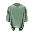 thumbnail image 1 of Mittory Womens Tops Mock Turtleneck Half Sleeve Undershirts Soft Stretchy Undershirts Basic Tops Elbow Length Base Layer Top, 1 of 4