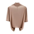 thumbnail image 1 of Mittory Womens Tops Mock Turtleneck Half Sleeve Undershirts Soft Stretchy Undershirts Basic Tops Elbow Length Base Layer Top, 1 of 4