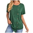thumbnail image 1 of Mittory Womens Tops Short Sleeve Button Side Asymmetrical Shirts Tunics Basic Fashion Summer Clothes, 1 of 8