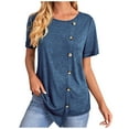 thumbnail image 1 of Mittory Womens Tops Short Sleeve Button Side Asymmetrical Shirts Tunics Basic Fashion Summer Clothes, 1 of 7