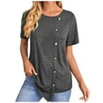 thumbnail image 1 of Mittory Womens Tops Short Sleeve Button Side Asymmetrical Shirts Tunics Basic Fashion Summer Clothes, 1 of 8