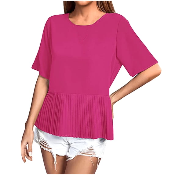 Mittory Womens Tops Summer Short Sleeve T Shirts Dressy Casual Scooped Neck Loose Fit Blouses
