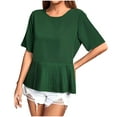 thumbnail image 1 of Mittory Womens Tops Summer Short Sleeve T Shirts Dressy Casual Scooped Neck Loose Fit Blouses, 1 of 6