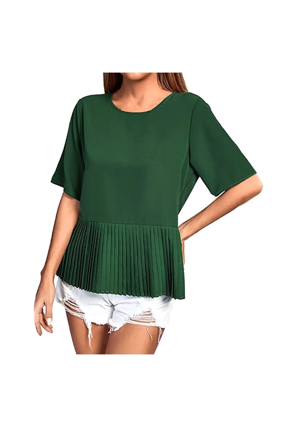 Womens Tops Summer Short Sleeve T Shirts Dressy Casual Scooped Neck Loose Fit Blouses