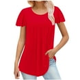 thumbnail image 1 of Mittory Womens Tunic Tops Hide Belly Ruffle Short Sleeve Round Neck Shirts Summer Flowy Dressy, 1 of 5