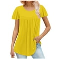 thumbnail image 1 of Mittory Womens Tunic Tops Hide Belly Ruffle Short Sleeve Round Neck Shirts Summer Flowy Dressy, 1 of 5