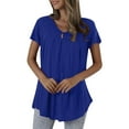 thumbnail image 1 of Mittory Womens Tunic Tops Summer Dressy Casual Button Blouses V Neck Short Petal Sleeve T-Shirts Pleated Shirts, 1 of 7