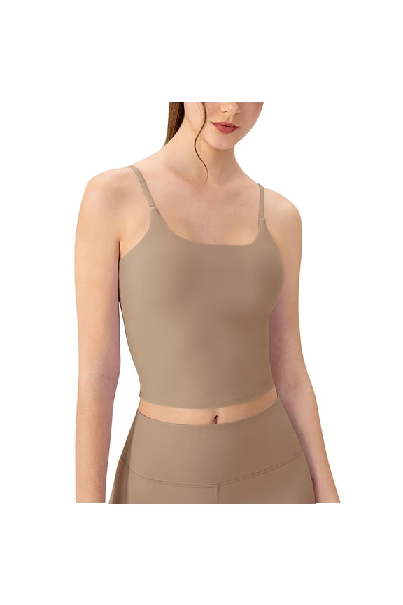 Womens U Back Longline Sports BrasSpaghetti Straps Racerback Padded Yoga Workout Crop Tank Top