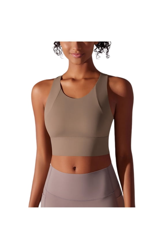 Womens U Back Sports Bra - Scoop Neck Padded Low Impact Yoga Clothes Workout Crop Top with Built in Pads