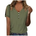 thumbnail image 1 of Mittory Womens V Neck Cap Sleeve T Shirts Casual Summer Tops Button Short Sleeve Shirts Loose Fit Basic Tees, 1 of 3