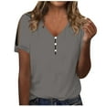 thumbnail image 1 of Mittory Womens V Neck Cap Sleeve T Shirts Casual Summer Tops Button Short Sleeve Shirts Loose Fit Basic Tees, 1 of 4