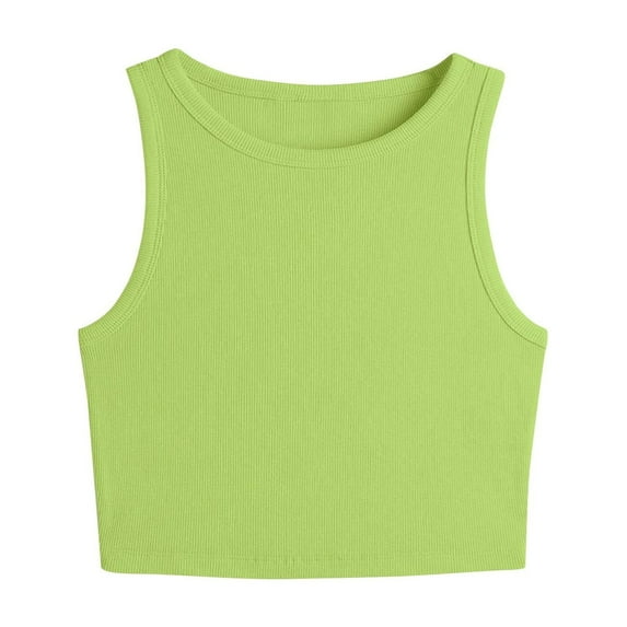 Mittory Workout Crop Tank Tops for Women Solid Comfort Sleeveless Shirts for Casual Sports Fitness Yoga Ribbed Tops