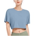 thumbnail image 1 of Mittory Workout Crop Tops for Women Short Sleeve Round Neck Loose T-Shirts Cropped Athletic Gym Running Yoga Tee Shirts, 1 of 4