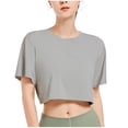thumbnail image 1 of Mittory Workout Crop Tops for Women Short Sleeve Round Neck Loose T-Shirts Cropped Athletic Gym Running Yoga Tee Shirts, 1 of 4