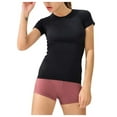 thumbnail image 1 of Mittory Workout Shirts for Women Yoga Short Sleeve Shirts Soft Seamless Gym Slim Fit Breathable Running Shirts, 1 of 7
