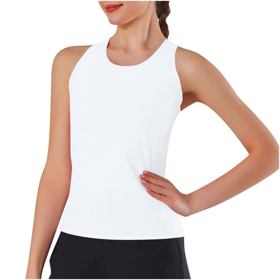 Mittory Workout Tops for Women Seamless Basic Sleeveless Muscle Tank Tops Racerback Athletic Yoga Running Daily Shirts