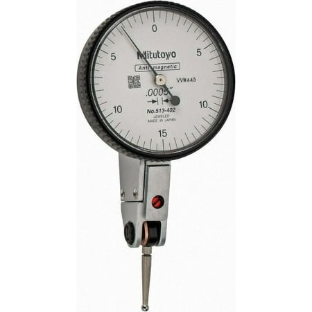 Mitutoyo 0.03" Range, 0.0005" Dial Graduation, Horizontal Dial Test Indicator 1.5748" White Dial, 0-15-0 Dial Reading, Accurate to 0.0005 Inch