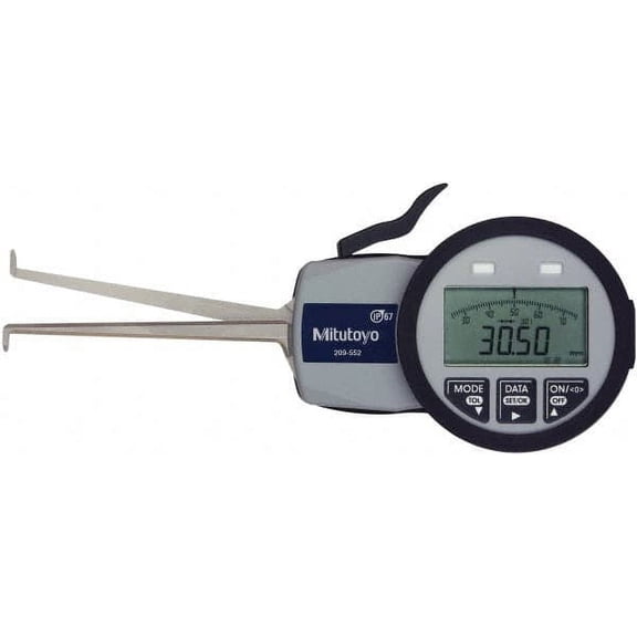 Mitutoyo 0.0472" Groove Width, 0.2047" Groove Depth, 0.39 to 1.18 Inch, Ball/Ball Inside Electronic Caliper Gage 0.0005" Resolution, 0.0015" Accuracy, 0.0394" Tip Diameter, 3.3465" Leg Length, Data Ou