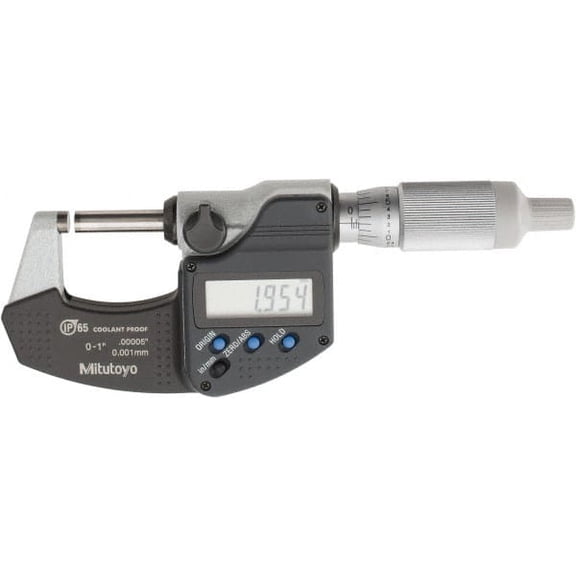 Mitutoyo 0 to 1" IP65 Carbide Standard Electronic Outside Micrometer 0.000050" Resolution, 0.00005" Accuracy