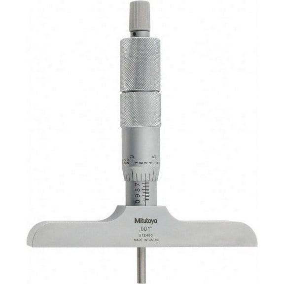 Mitutoyo 0 to 4" Range, 4 Rod, Satin Chrome Finish Mechanical Depth Micrometer