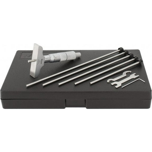 Mitutoyo 0 to 6" Range, 6 Rod, Satin Chrome Finish Mechanical Depth Micrometer