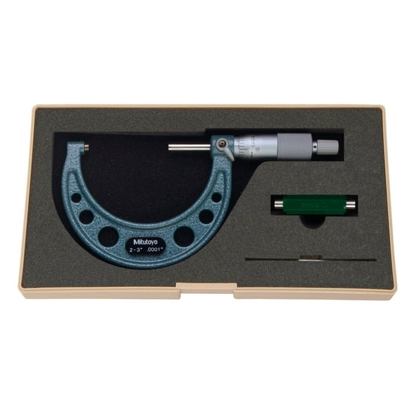 Mitutoyo 103-217 Outside Micrometer, Baked-enamel Finish, Ratchet Stop, 2-3" Range, 0.0001" Graduation, +/-0.0001" Accuracy CA3