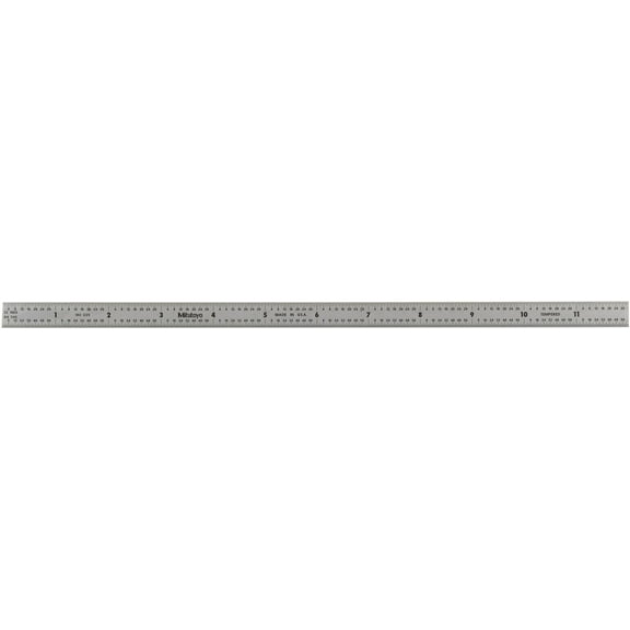 Mitutoyo 182-225, Steel Rule, 12"/300mm, (1/32", 1/64", 1mm, 1/2mm), 1/64" Thick X 1/2" Wide, Satin Chrome Finish Tempered Stainless Steel