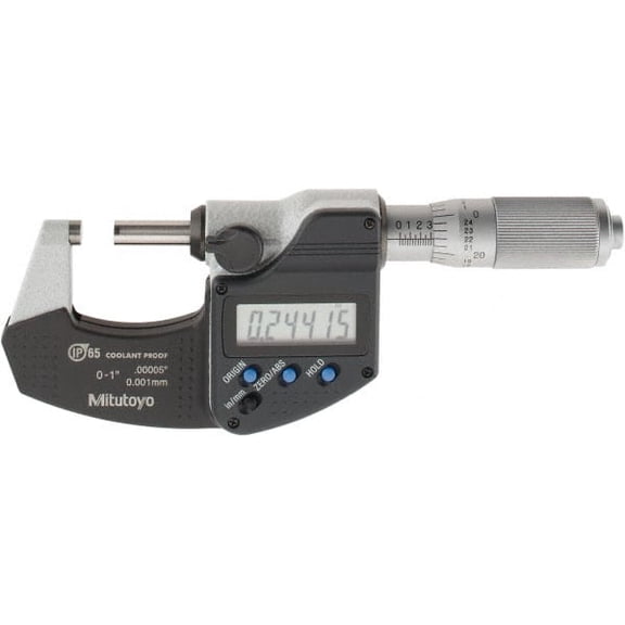 Mitutoyo 293-348-30 IP65 Rated Coolant-Proof Micrometer, 0 to 1" (0-25.4mm) Range