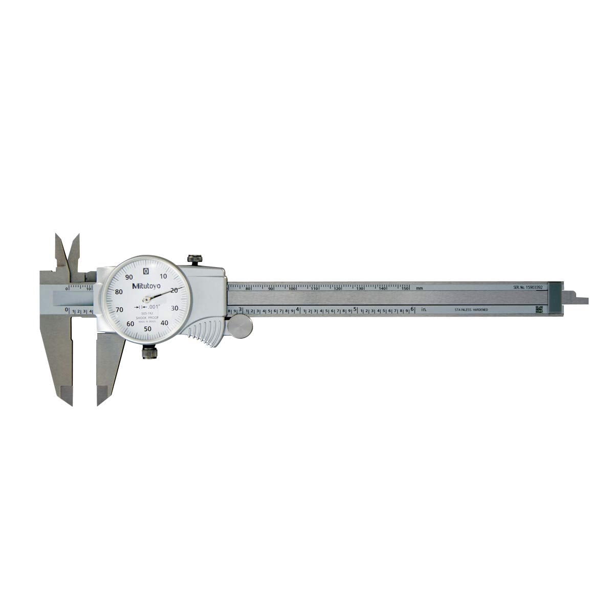 Mitutoyo 505-742J Dial Caliper, 0.1" per Rev, 0-6" Range, 0.001" Accuracy CA3