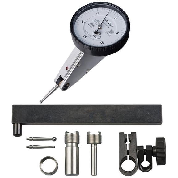 Mitutoyo 513-442-10T 0.06 in. Tilted Dial Test Indicator Full Set with 0.0005 in. Graduation