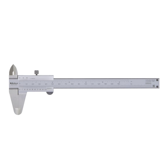 Mitutoyo 530-118 Vernier Calipers, Stainless Steel, for Inside, Outside, Depth and Step Measurements, Metric, 0"/0mm-200mm Range, +/-0.03mm Accuracy, 0.02mm Resolution, 50mm Jaw Depth CA3
