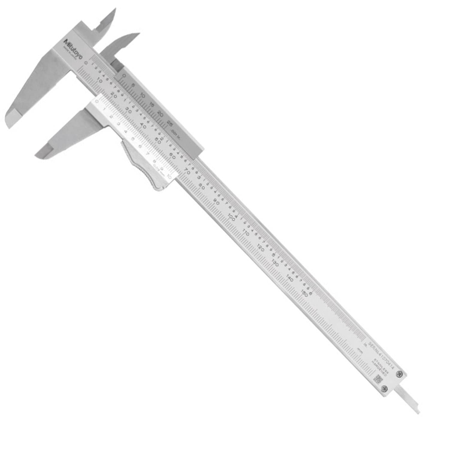 Mitutoyo 531-128 Vernier Calipers, Stainless Steel, for Inside, and Step Measurements, Inch/Metric, 0"/0mm-6"/150mm Range, +/-0.0011"/0.03mm Accuracy, 0.001"/0.02mm Resolution, 40mm Jaw CA3
